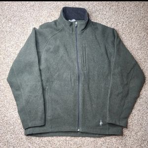 SmartWool Mens Wool Blend Sweater Jacket Size Large Full Zip Green Warm